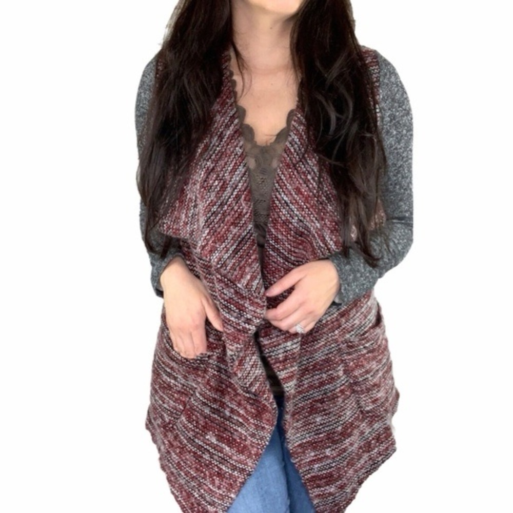 Lucky Brand Wool Blend Open Front Cozy Cardigan Sweater - S